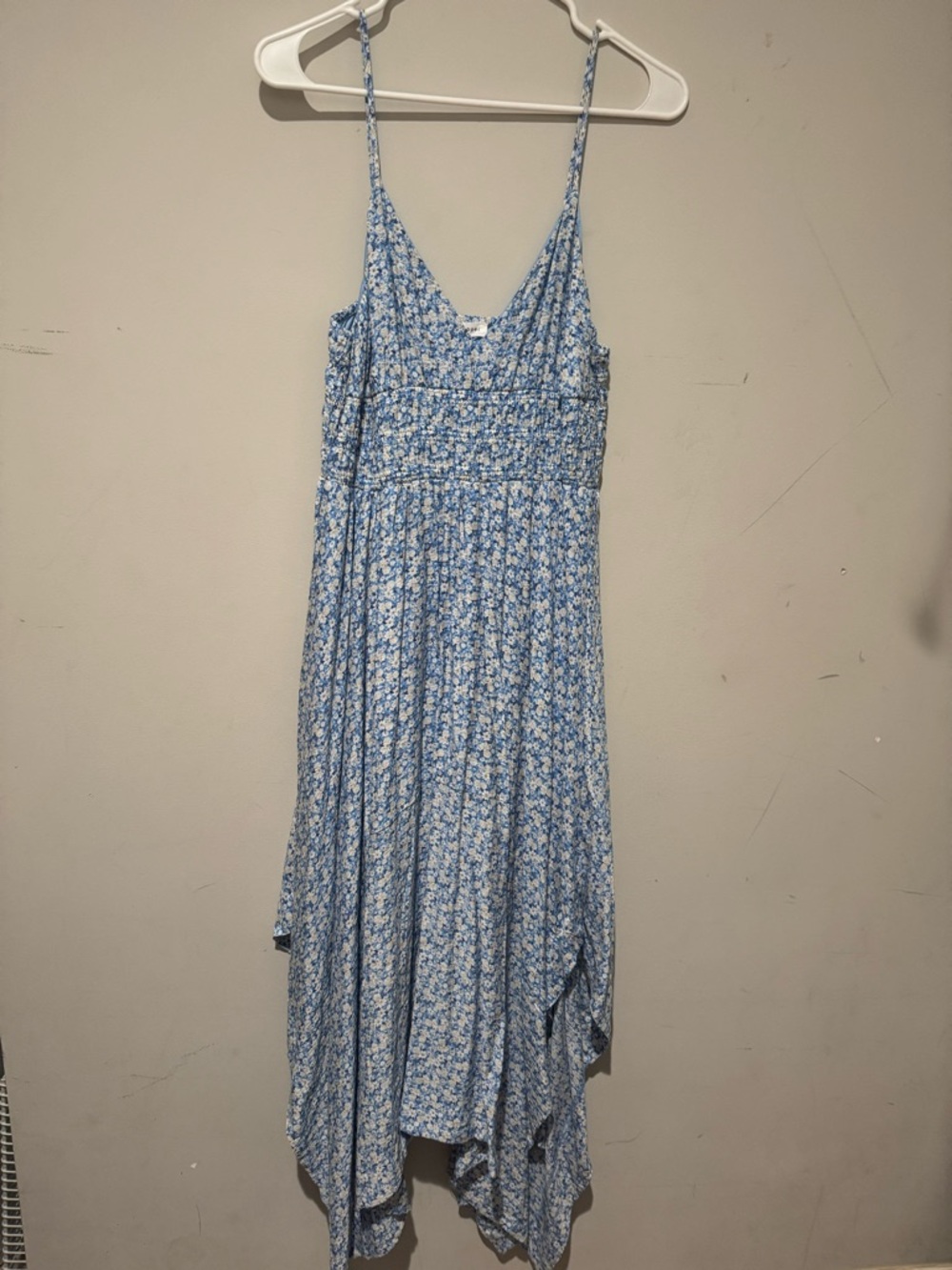Blu Pepper Blue Floral Asymmetrical Maxi Dress